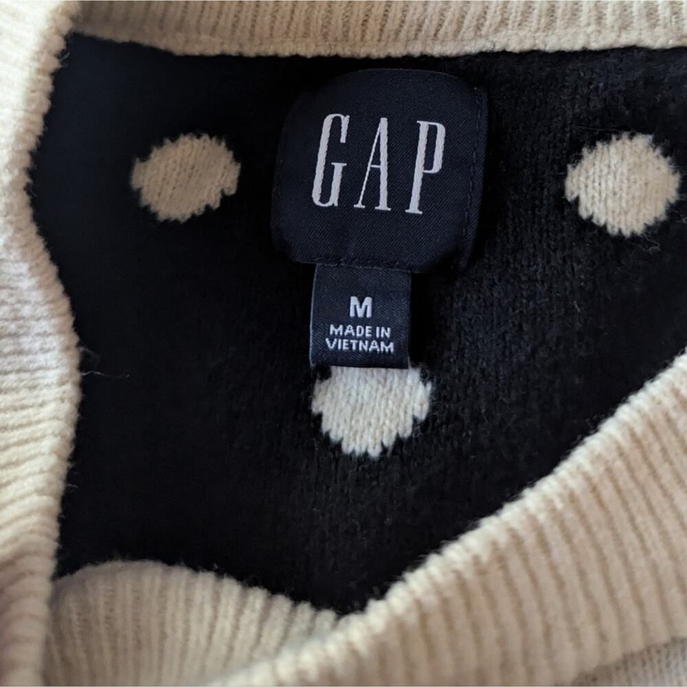 GAP Cream Crewneck Sweater with Black Polka Dots. Size M. #E20 - Picture 3 of 4